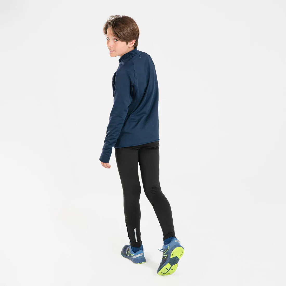 Kids' KIPRUN WARM 100 long-sleeved running T-shirt 1/2 zip warm