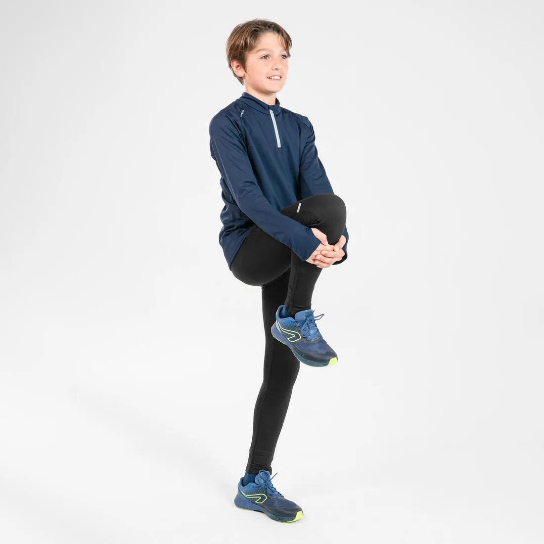 Kids' KIPRUN WARM 100 long-sleeved running T-shirt 1/2 zip warm