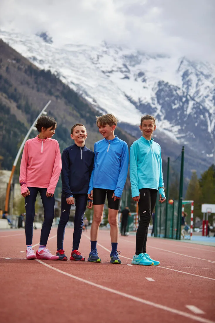 Kids' KIPRUN WARM 100 long-sleeved running T-shirt 1/2 zip warm