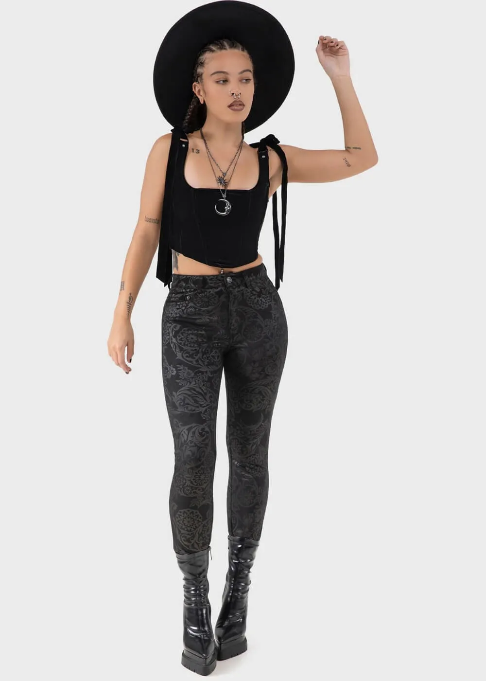 Killstar Nora Black Lily Trousers Black