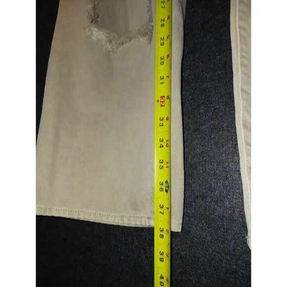 L'Agence Enya Distressed High Rise Crop Jeans In Biscuit Destruct Sz 34 Tan NWOT