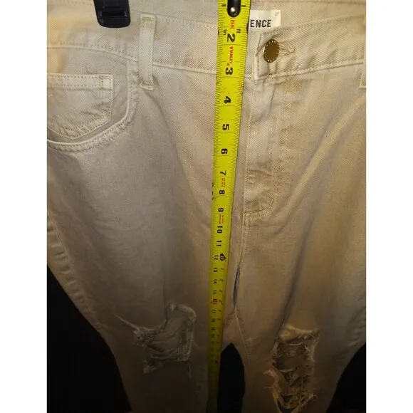 L'Agence Enya Distressed High Rise Crop Jeans In Biscuit Destruct Sz 34 Tan NWOT