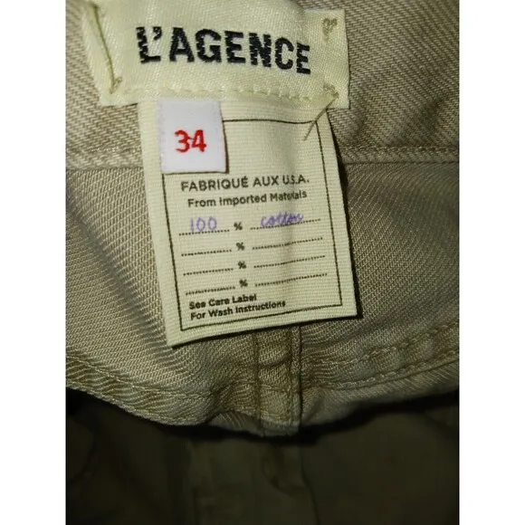 L'Agence Enya Distressed High Rise Crop Jeans In Biscuit Destruct Sz 34 Tan NWOT