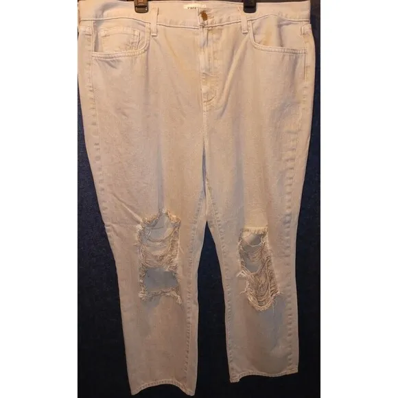 L'Agence Enya Distressed High Rise Crop Jeans In Biscuit Destruct Sz 34 Tan NWOT