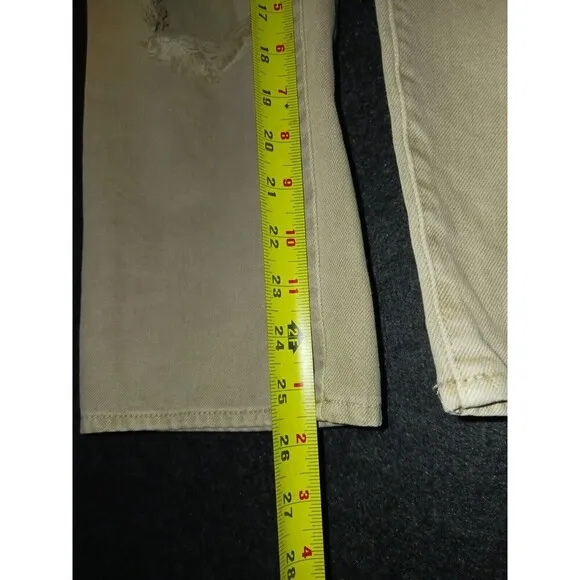 L'Agence Enya Distressed High Rise Crop Jeans In Biscuit Destruct Sz 34 Tan NWOT