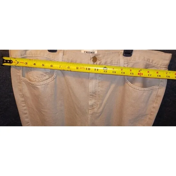 L'Agence Enya Distressed High Rise Crop Jeans In Biscuit Destruct Sz 34 Tan NWOT