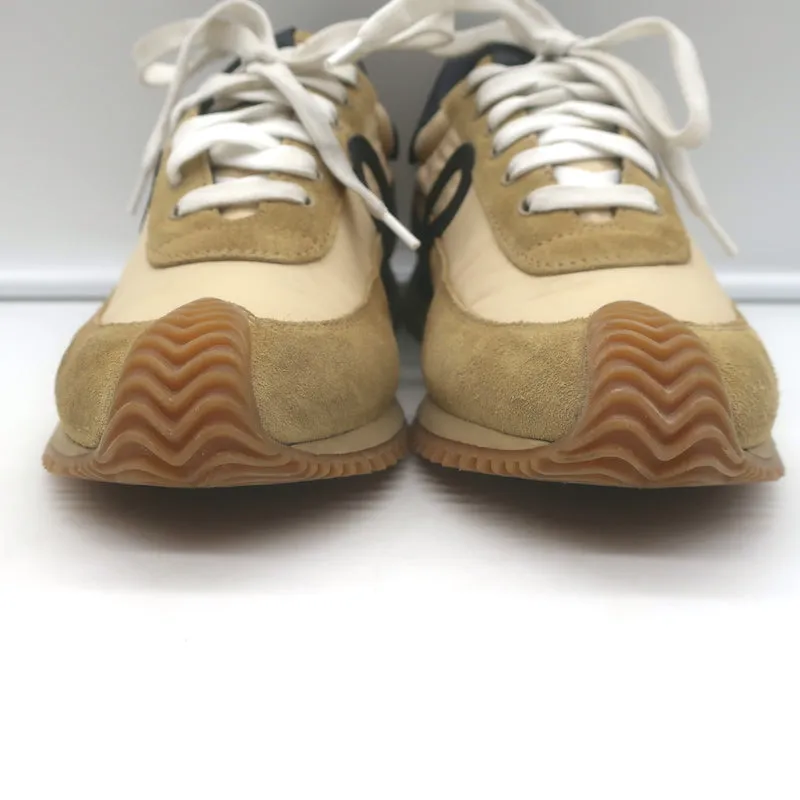 Loewe Flow Runner Low Top Sneakers Beige Suede & Black Leather Size 37