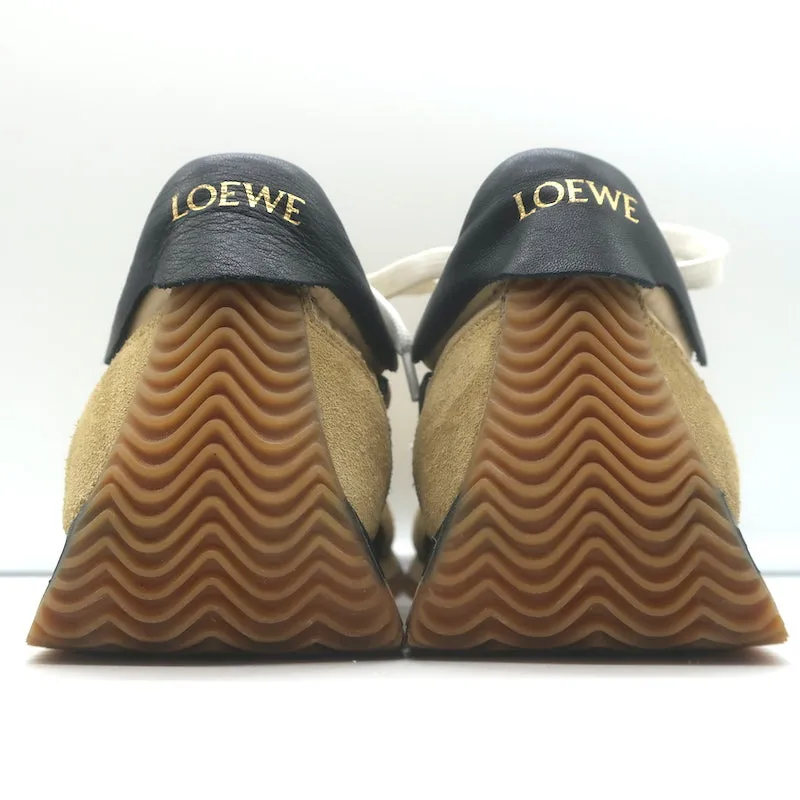 Loewe Flow Runner Low Top Sneakers Beige Suede & Black Leather Size 37