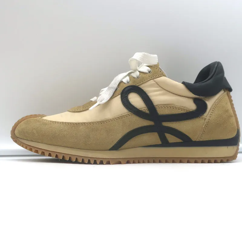 Loewe Flow Runner Low Top Sneakers Beige Suede & Black Leather Size 37