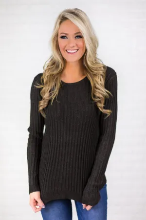 Long Sleeve Black Knit Top
