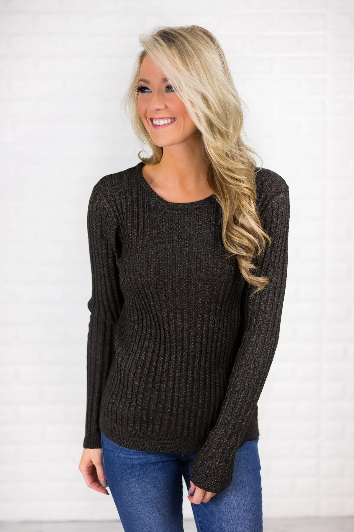 Long Sleeve Black Knit Top