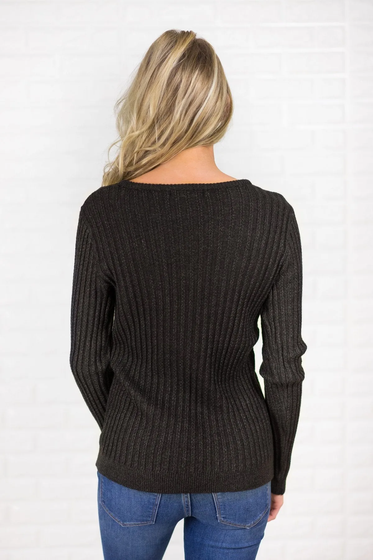 Long Sleeve Black Knit Top