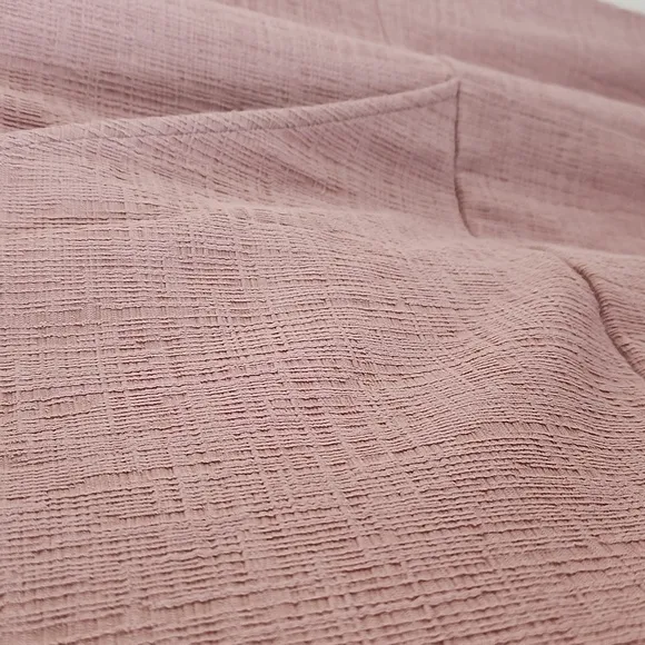 Madewell Pink Textured Cotton Blend Stretchy Short Sleeve Mini Wrap Dress Sz 1X