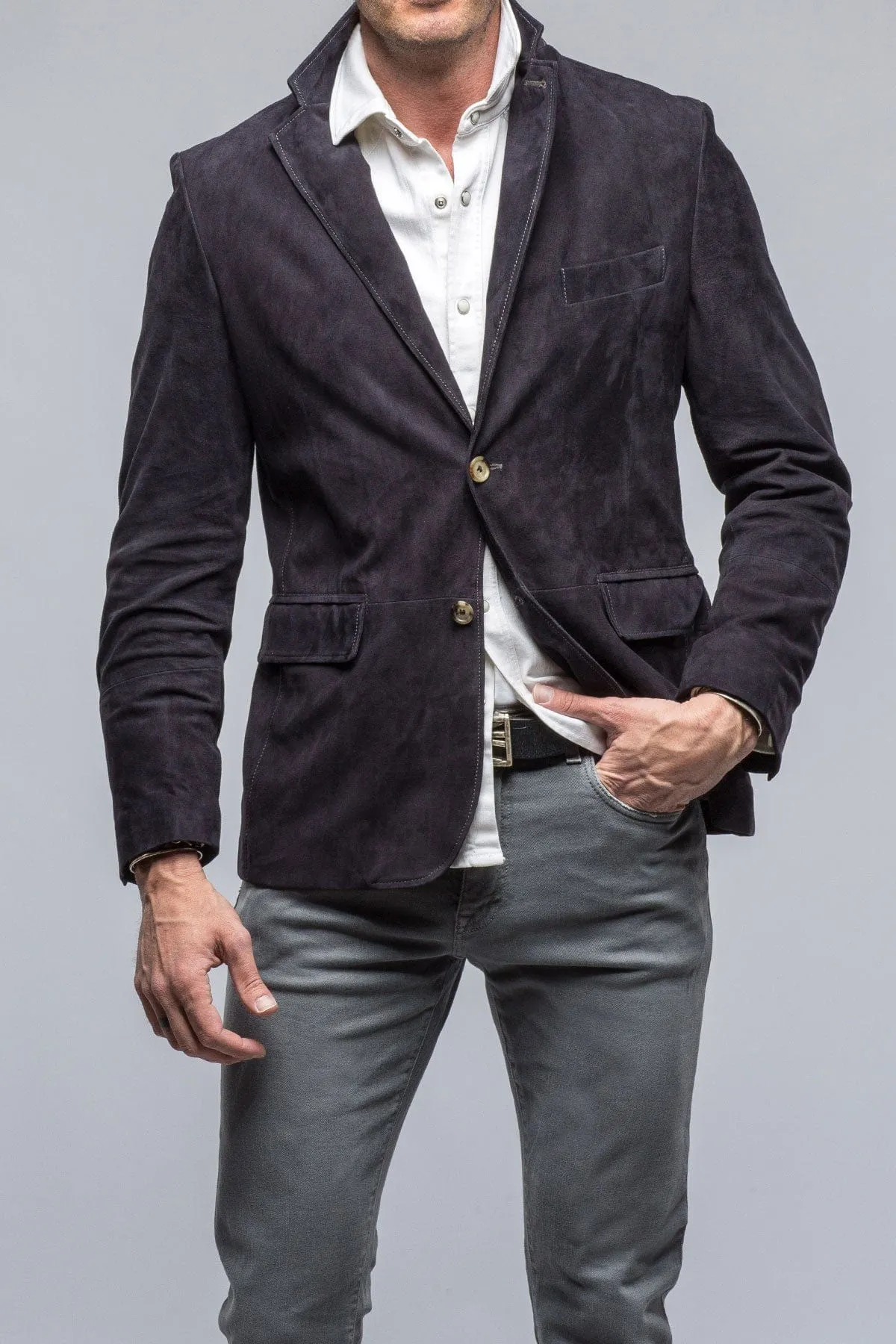 Maldito Suede Blazer In Navy