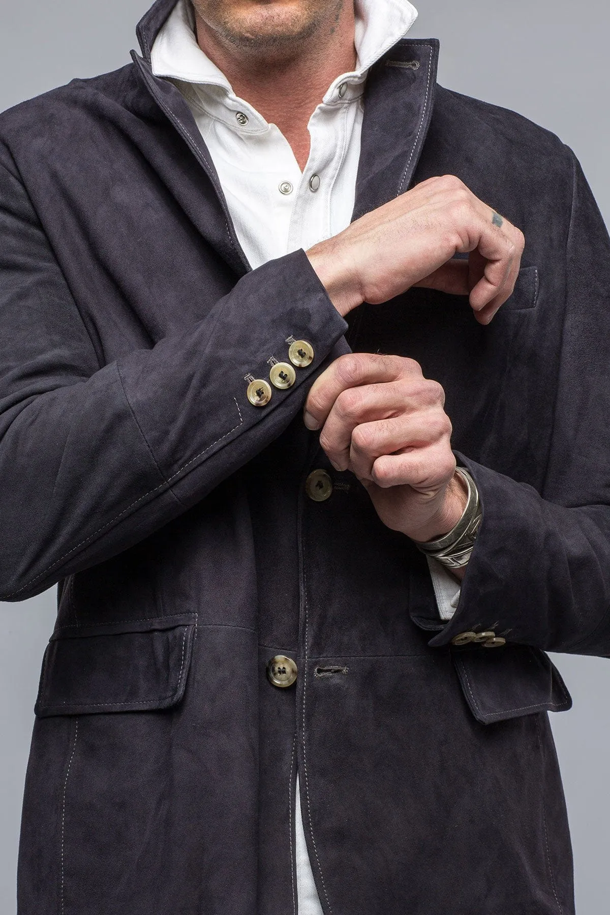 Maldito Suede Blazer In Navy