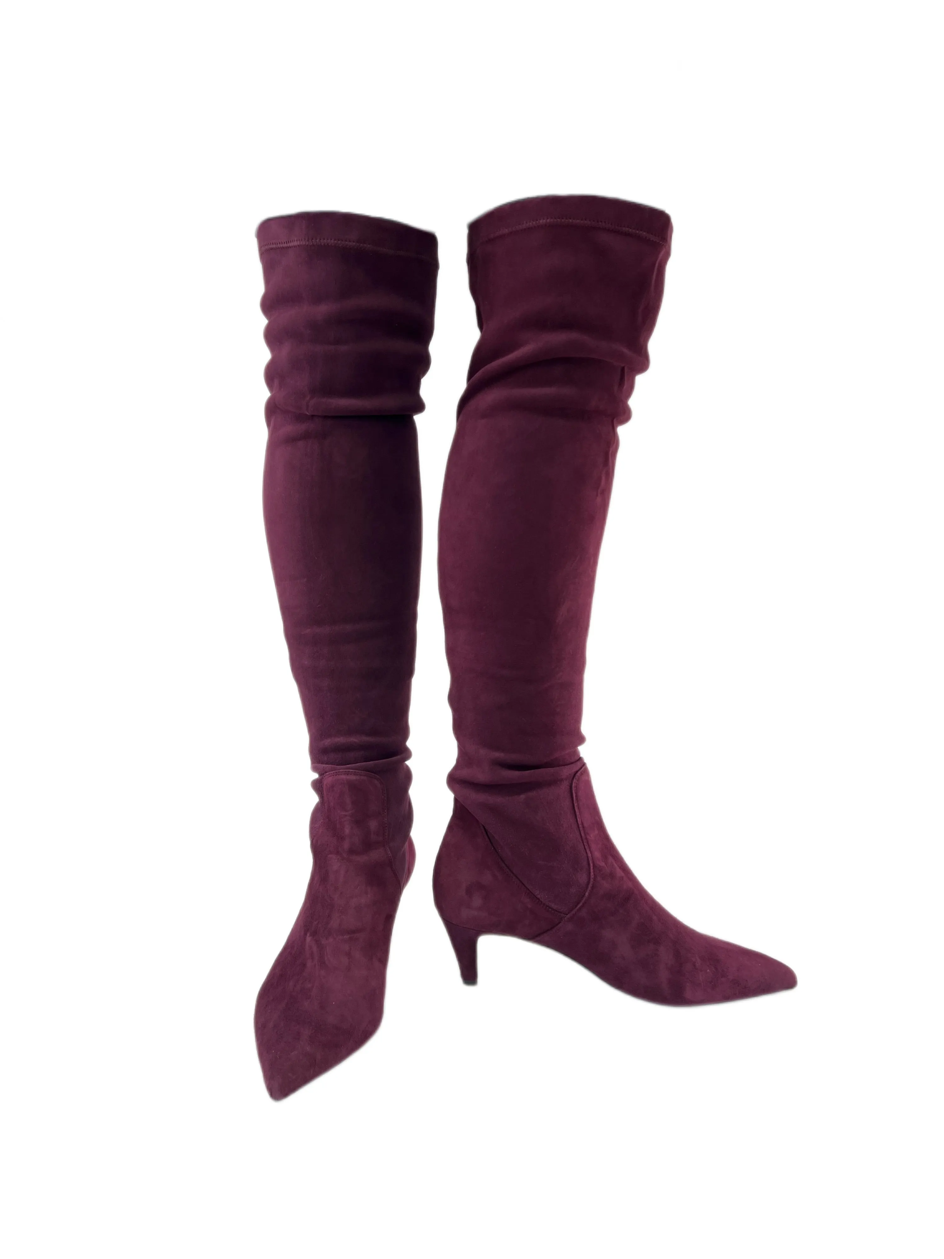 Marina Rinaldi Women's Vino Limone Kitten Heel Suede Knee Boots Size 10 NWB