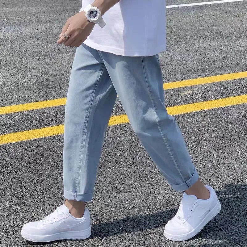 Men’s Loose Wide-Leg Jeans Casual Hong Kong Style