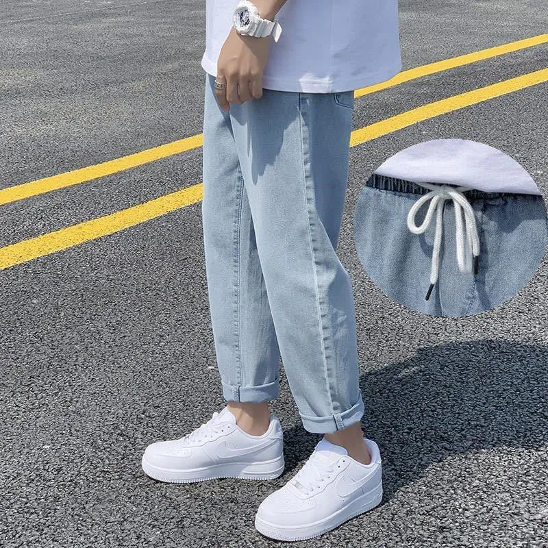Men’s Loose Wide-Leg Jeans Casual Hong Kong Style