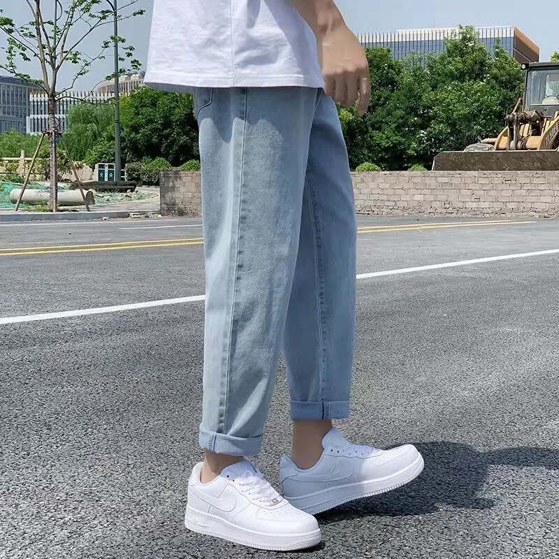 Men’s Loose Wide-Leg Jeans Casual Hong Kong Style