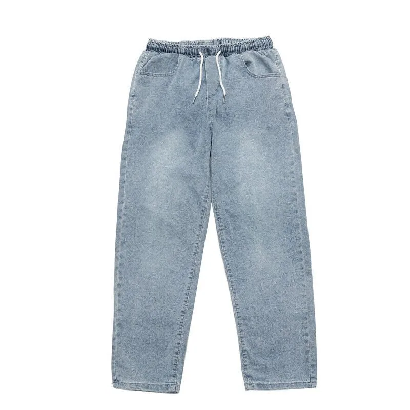 Men’s Loose Wide-Leg Jeans Casual Hong Kong Style