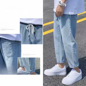 Men’s Loose Wide-Leg Jeans Casual Hong Kong Style