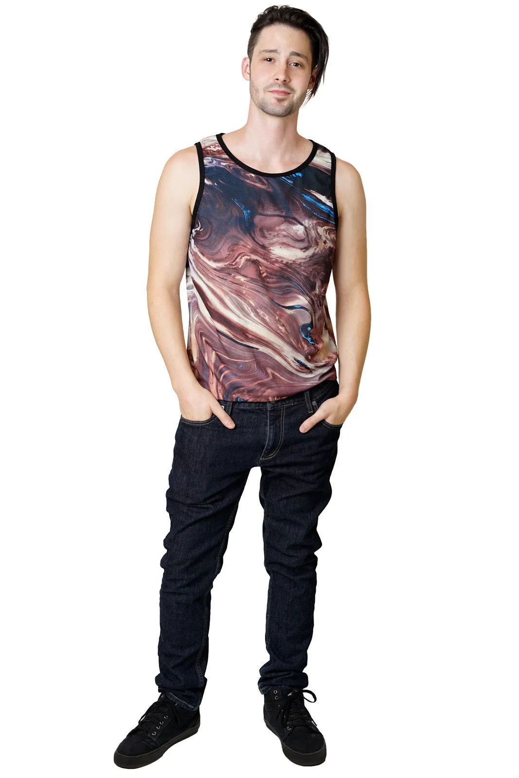 Mens Tank Top-Printed Athletic Performance-Satellite Map Clothing-Dasht-e Kavir