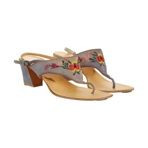 Miu Miu Blue Suede Embroidered Heels