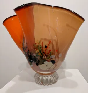 Multicolored Glass Fluted Bowl With Base #90