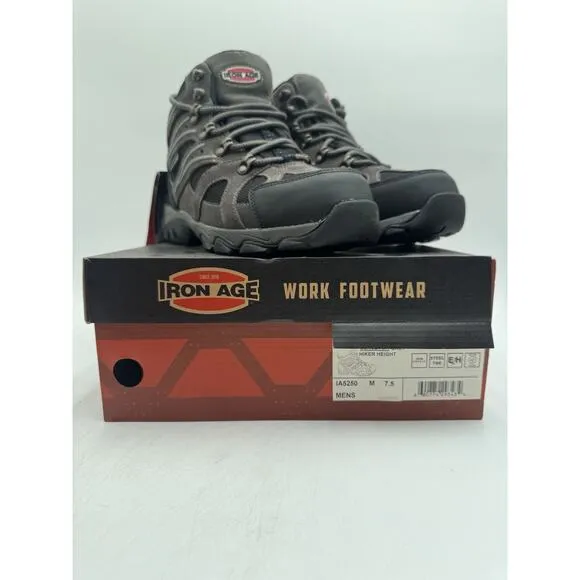 NEW Iron Age SURVEYOR Men's Hiking Boot Grey/Black US Size 7.5 Medium NIB