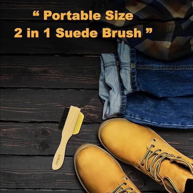 New Wilkins Suede Shoe Cleaner Brush - Yellow Rubber Suede Eraser with Soft Bristle Brush for Suede Cleaner and Nubuck Brush
