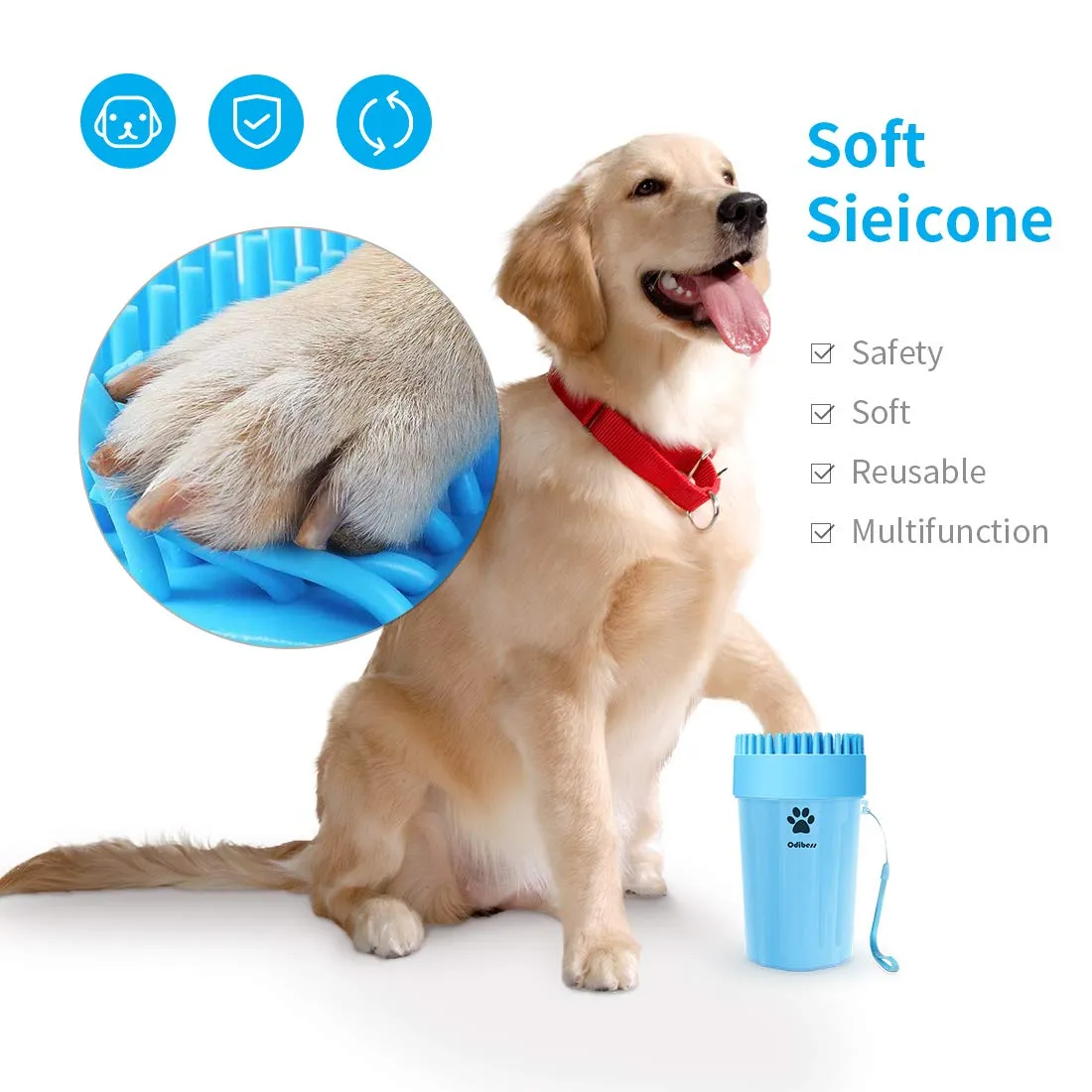 Newthinking Dog Paw Cleaner, Portable Paw Cleaner for Dogs with Silicone Grooming Brush, Quickly Washing Muddy Paws for Dogs and Cats (Medium)