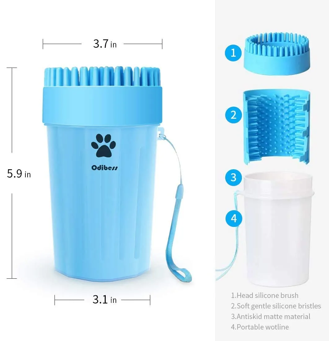 Newthinking Dog Paw Cleaner, Portable Paw Cleaner for Dogs with Silicone Grooming Brush, Quickly Washing Muddy Paws for Dogs and Cats (Medium)