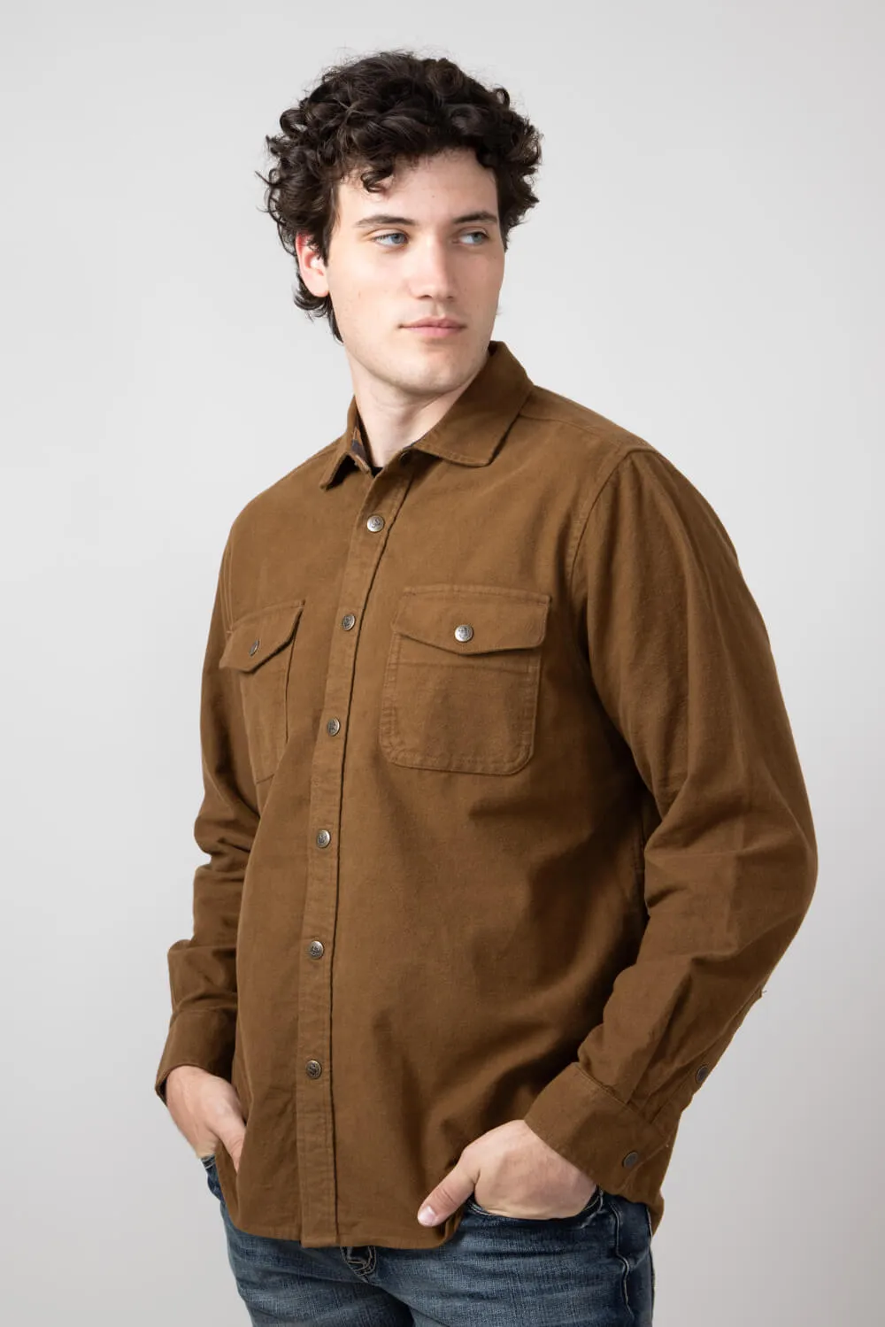 North River Suede Cotton Shirt for Men in Barn | NRM8057-BARN
