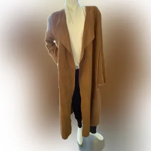NWOT Women’s Chico’s full length faux suede brown duster/ jacket - size 3 (16/18