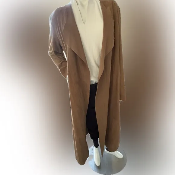 NWOT Women’s Chico’s full length faux suede brown duster/ jacket - size 3 (16/18