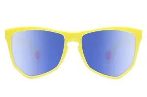NYLAARN Bio-Yellow “Mud Flaps” Blend Sunglasses - Auto-Darkening Rosé-to-Gray   Blue Mirror Lens