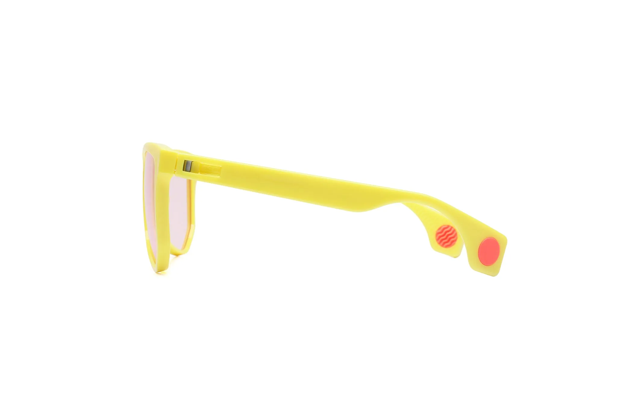 NYLAARN Bio-Yellow “Mud Flaps” Blend Sunglasses - Auto-Darkening Rosé-to-Gray   Blue Mirror Lens