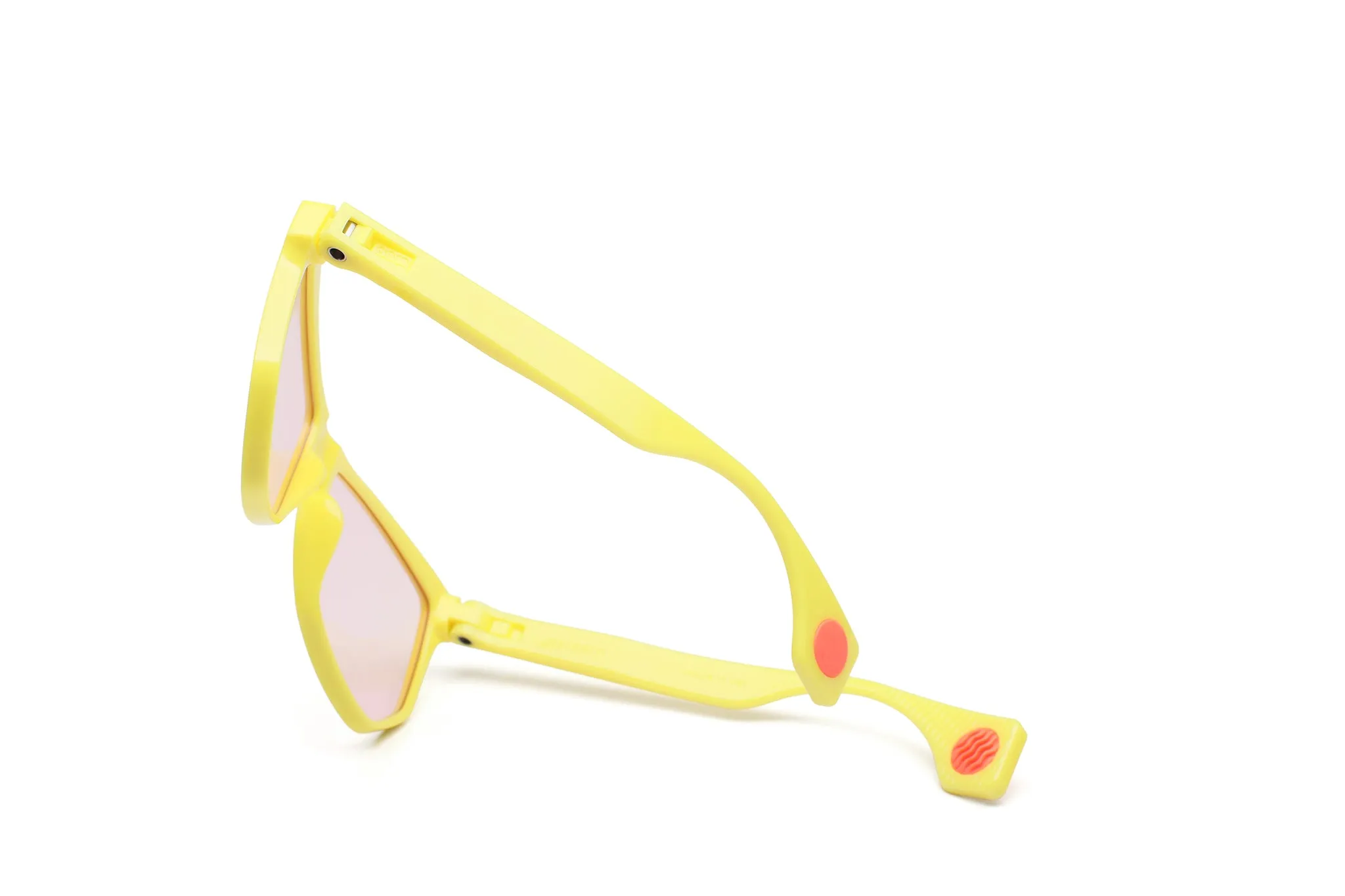 NYLAARN Bio-Yellow “Mud Flaps” Blend Sunglasses - Auto-Darkening Rosé-to-Gray   Blue Mirror Lens