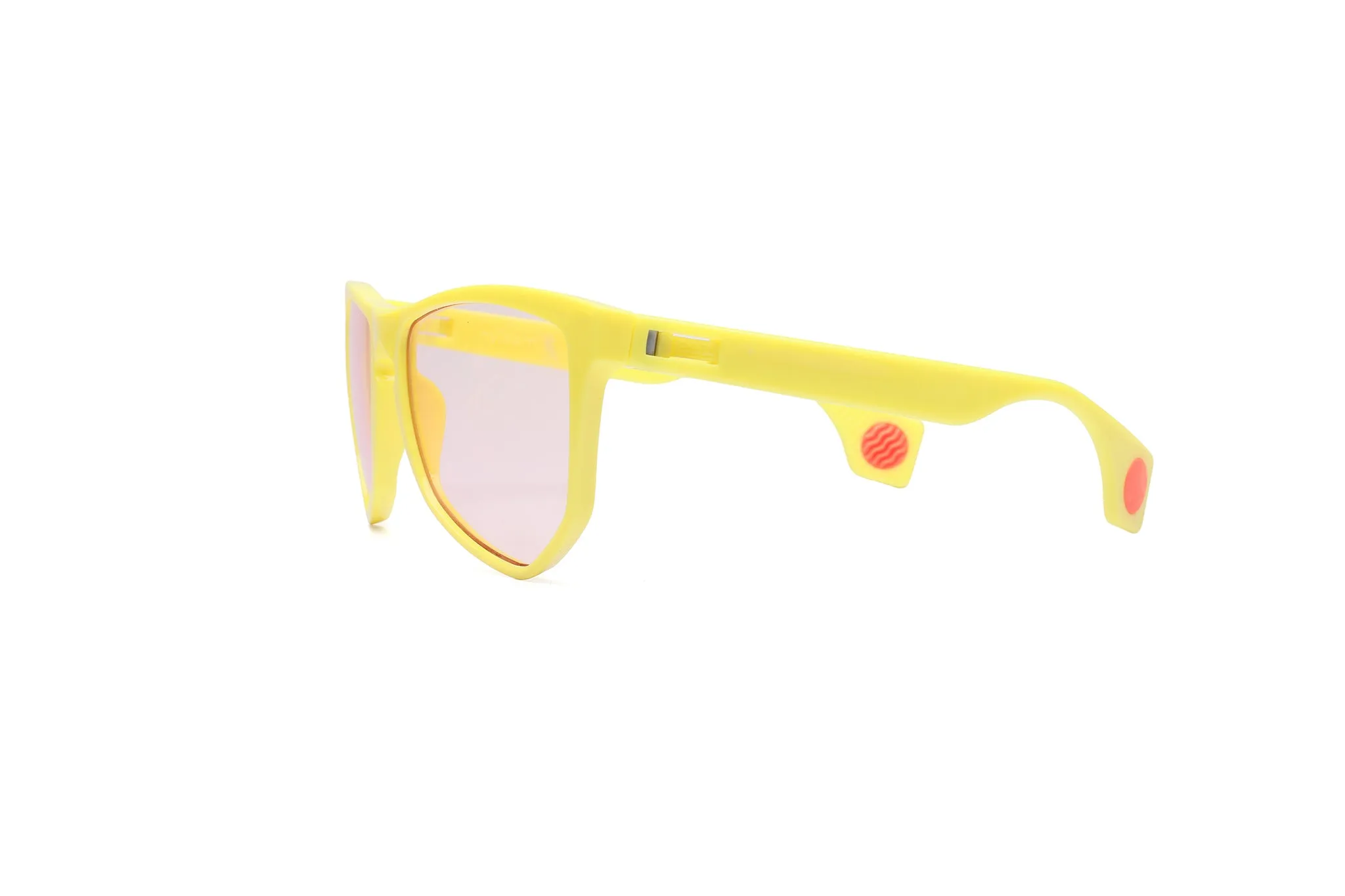 NYLAARN Bio-Yellow “Mud Flaps” Blend Sunglasses - Auto-Darkening Rosé-to-Gray   Blue Mirror Lens