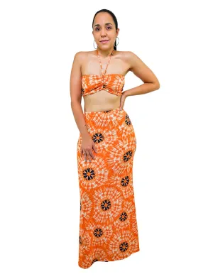 Orange Maxi Skirt Matching Sets Outfits
