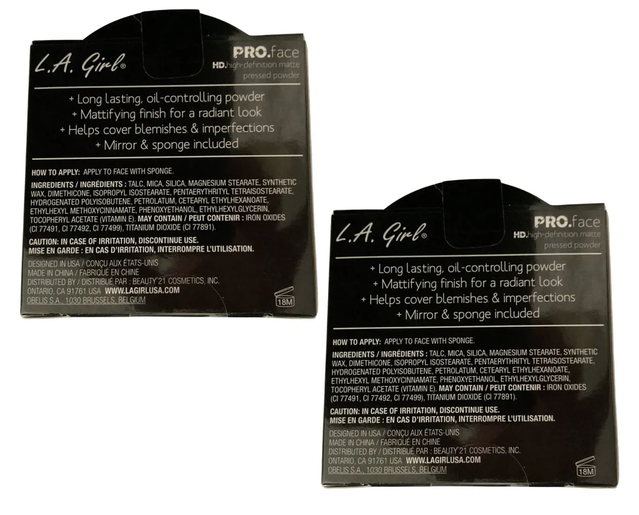 Pack of 2 L.A. Girl PRO Face High Definition Matte Pressed Powder, Warm Caramel GPP612