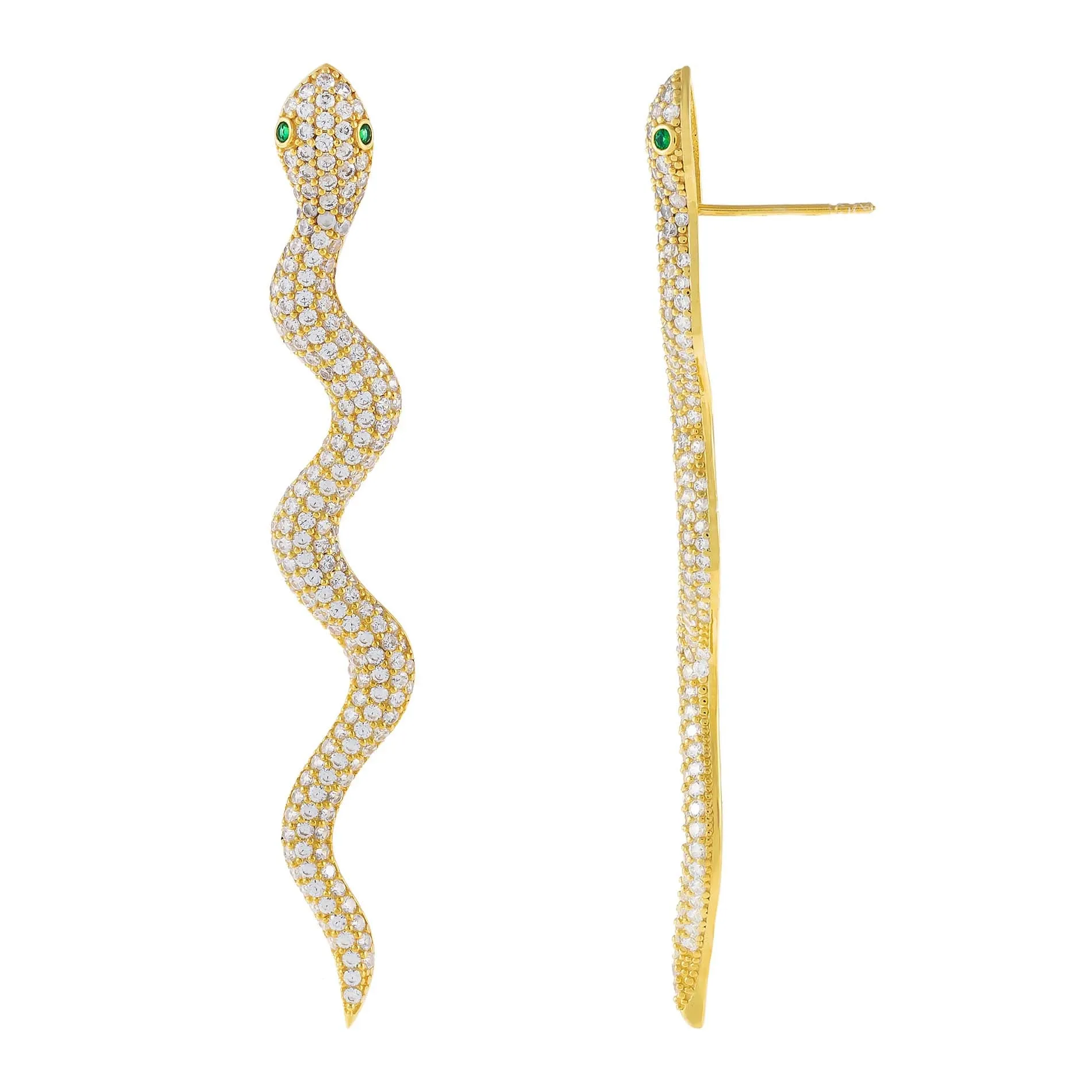 Pavé Snake Drop Stud Earring