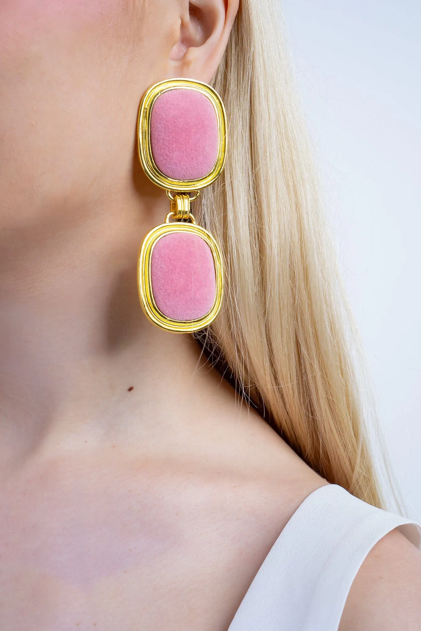 Pink Suede Square Earrings