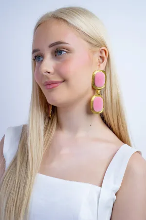 Pink Suede Square Earrings