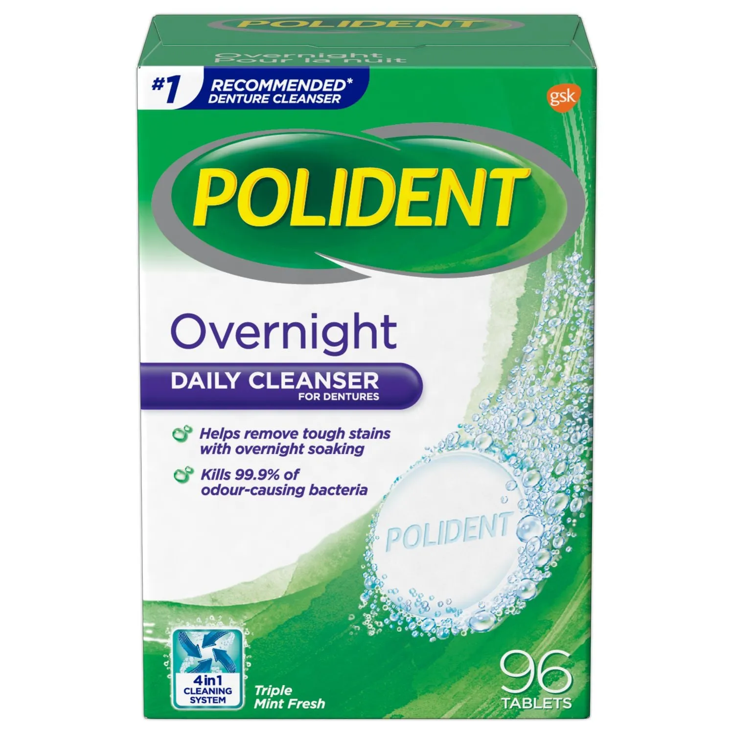 Polident Overnight Daily Cleanser for Dentures