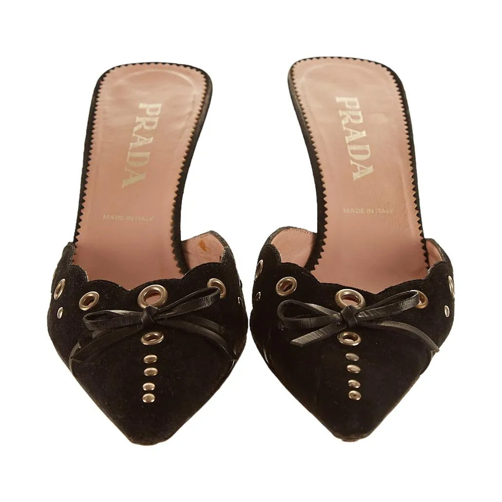 Prada Black Grommet Heels