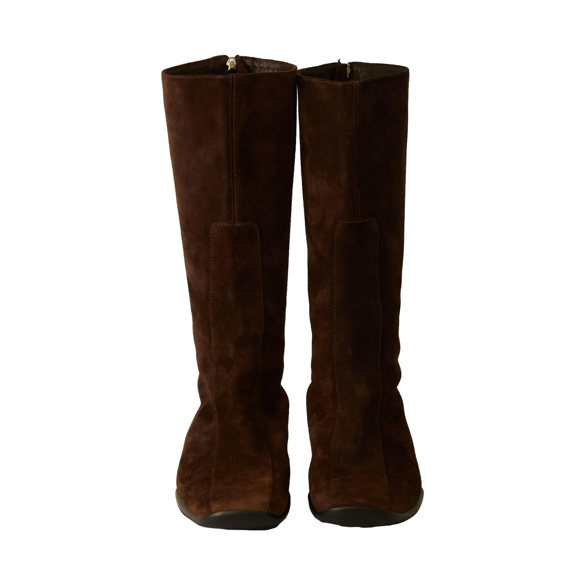 Prada Brown Suede Rubber Sole Boots