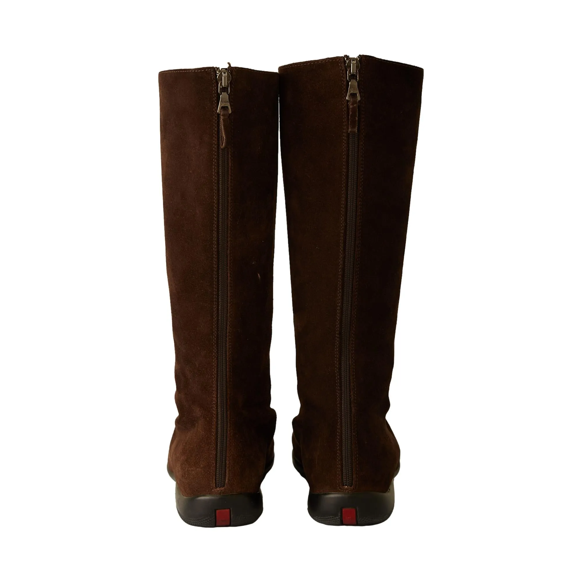 Prada Brown Suede Rubber Sole Boots