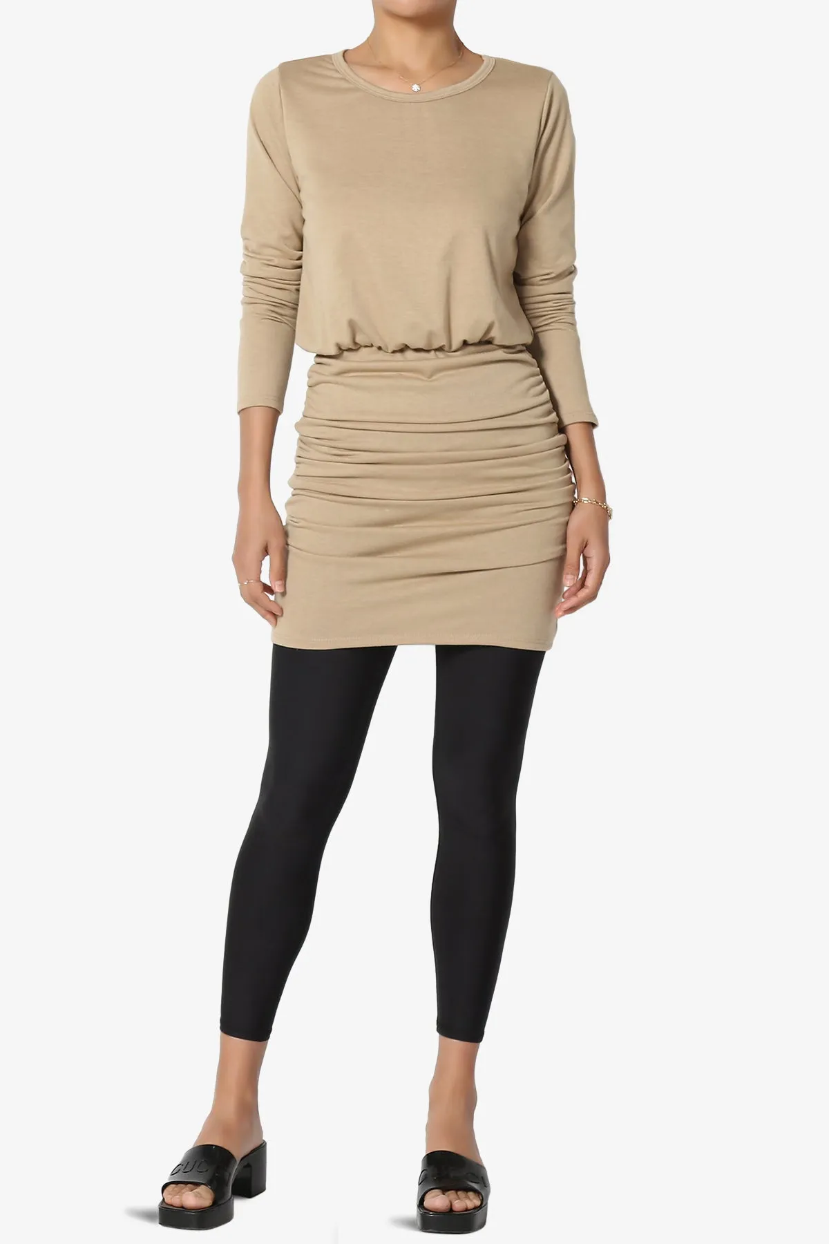 Prowl Ruched Long Sleeve T-Shirt Dress