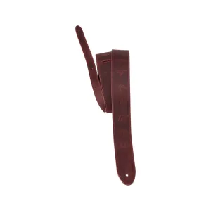 PRS 2inch Reversible Garment Leather & Suede Guitar Strap, Birds, Oxblood